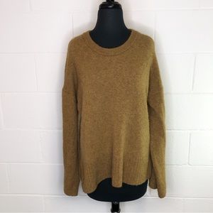 Madewell Button Sleeve Pullover Sweater Crewneck Alpaca Merino Wool Blend
